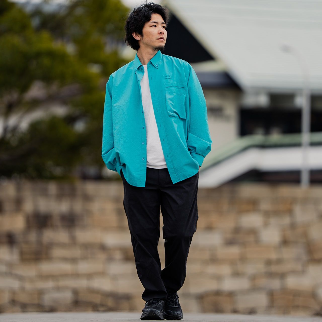 FISHDOMシャツ /ライトグレー