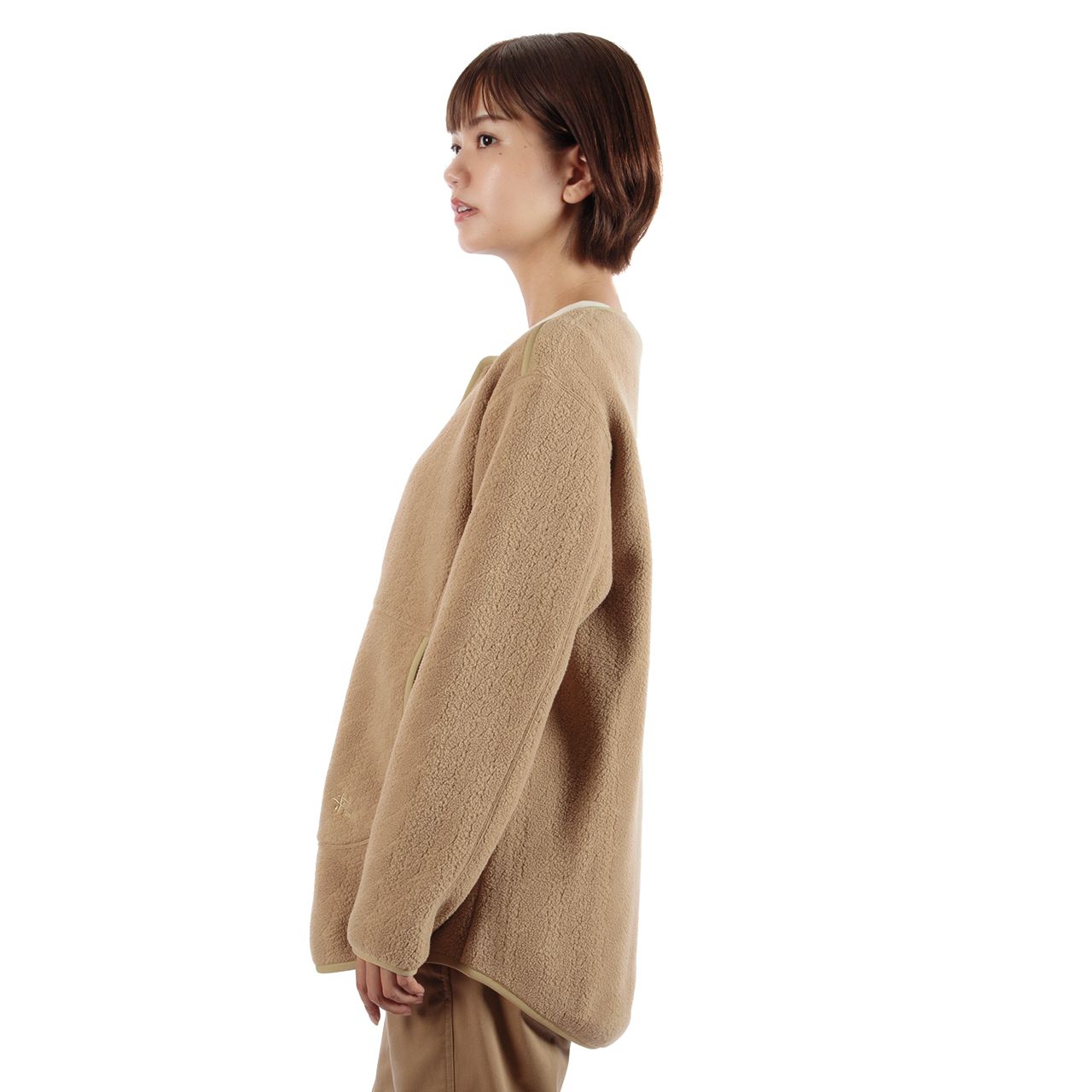 ケーブルフリースミドルブルゾン/カプチーノ