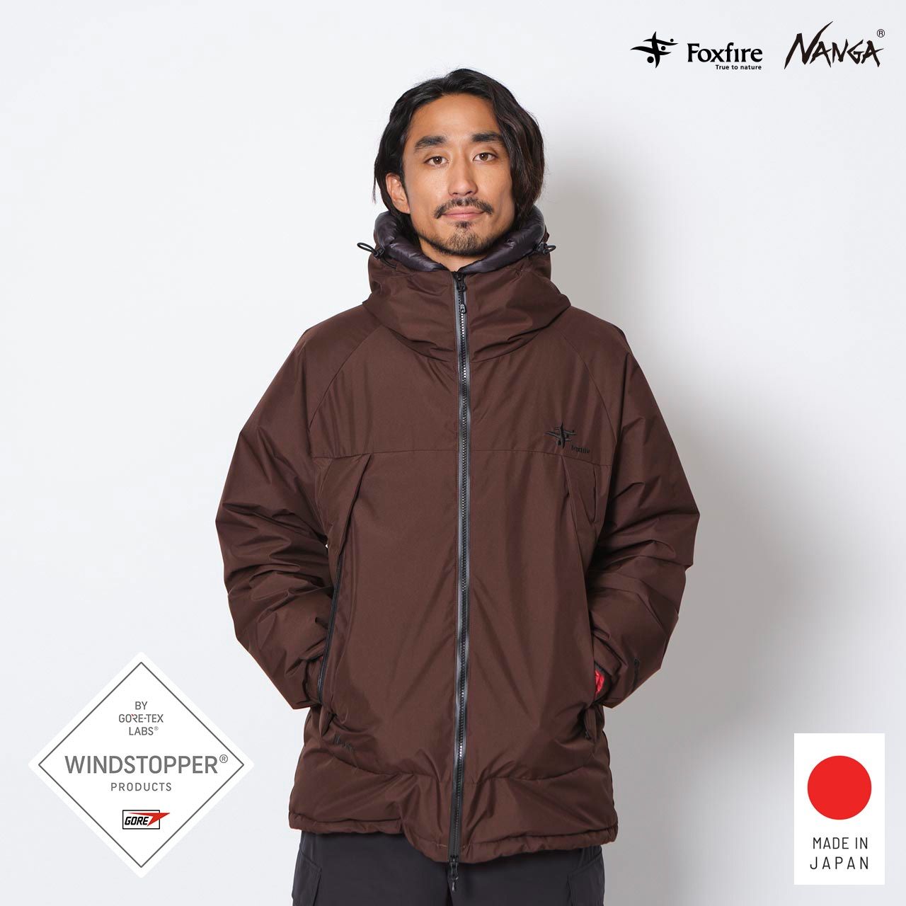 Foxfire × NANGA GORE-TEX WSフィッシングダウンジャケットエクストラディテール 2026/ブラウン×レッド