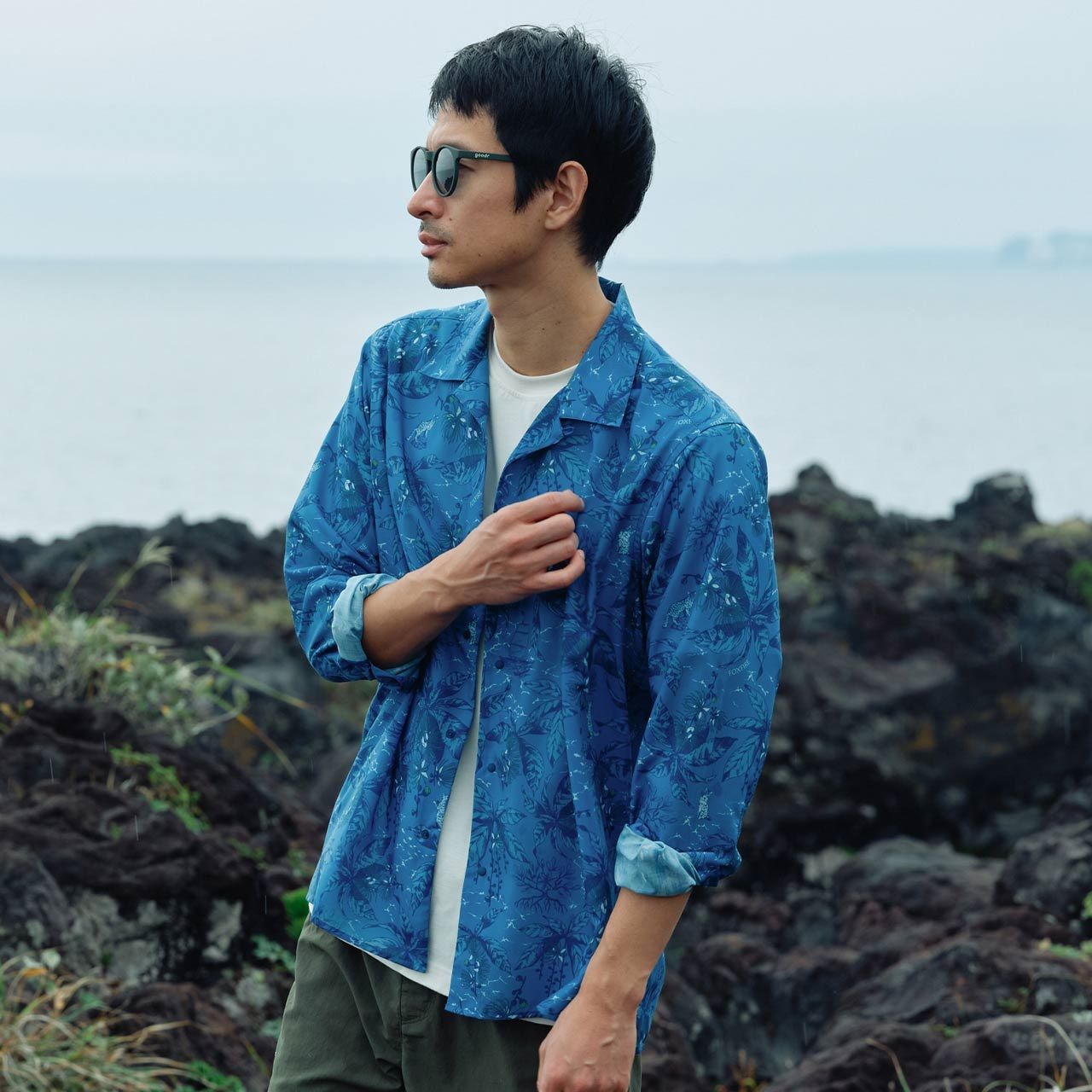 アイランドシャツ (Unisex)/ネイビー