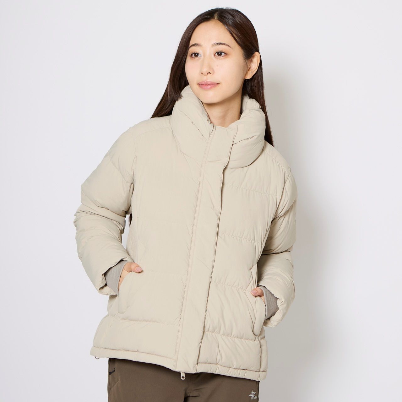 マイクロパフボリュームネックジャケット/ペールピンク