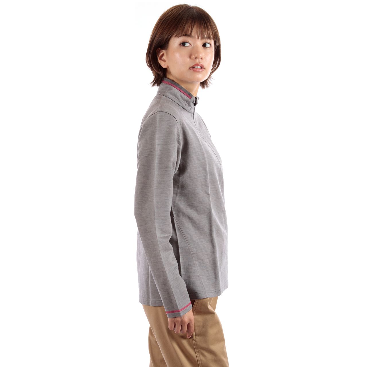 PPウールハーフジップ(Women's)/グレー