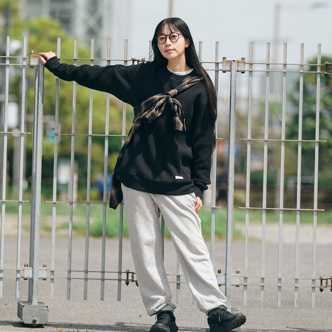 ヘビーワッフルクルー (Men's)/グレー