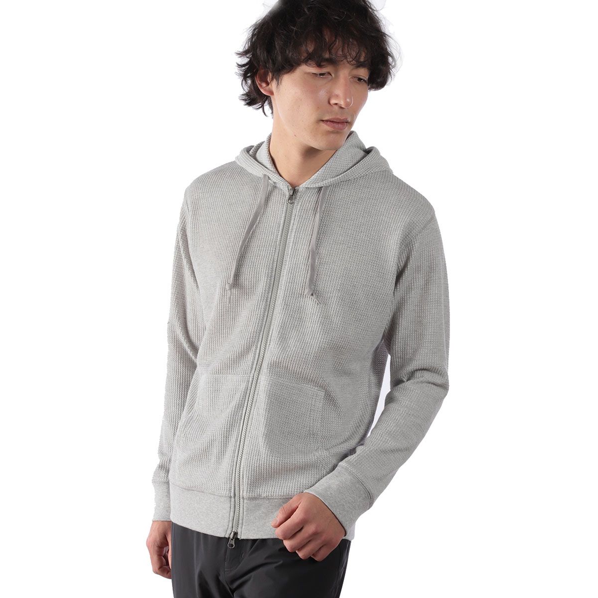 TCワッフルジップパーカ (Men's)/ブラック