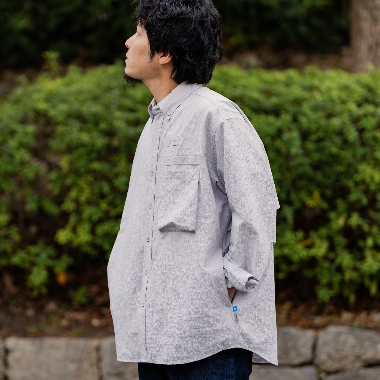 FISHDOMシャツ /ライトグレー