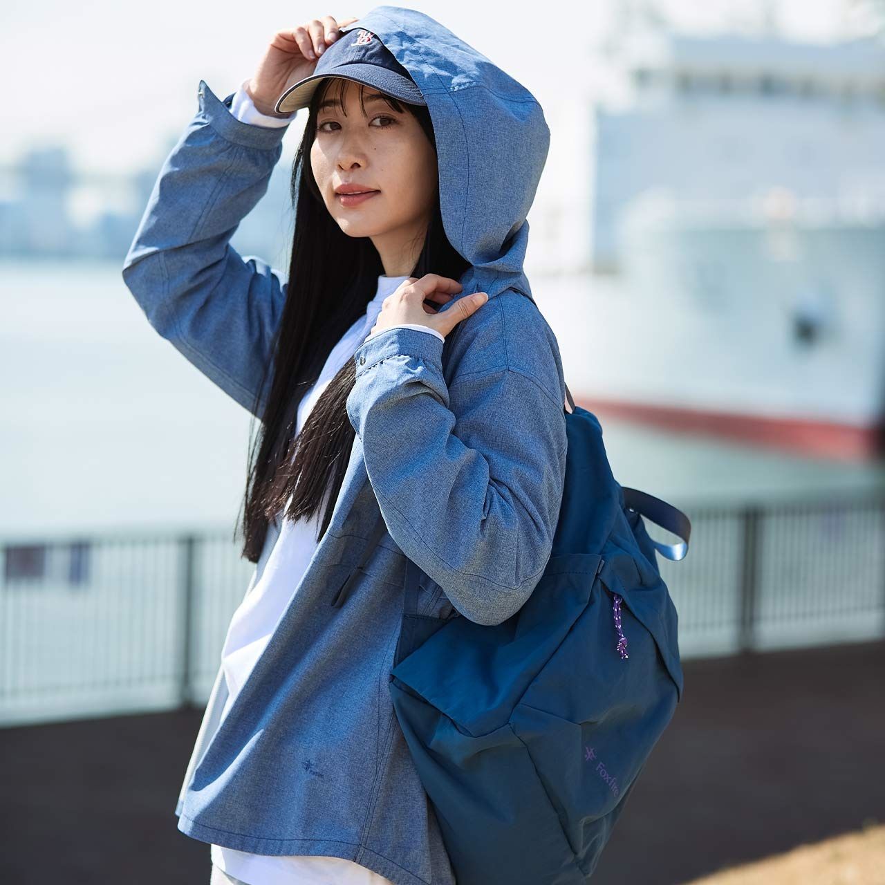 SCウェーブレットシャツフーディ (Women’s)/ネイビー