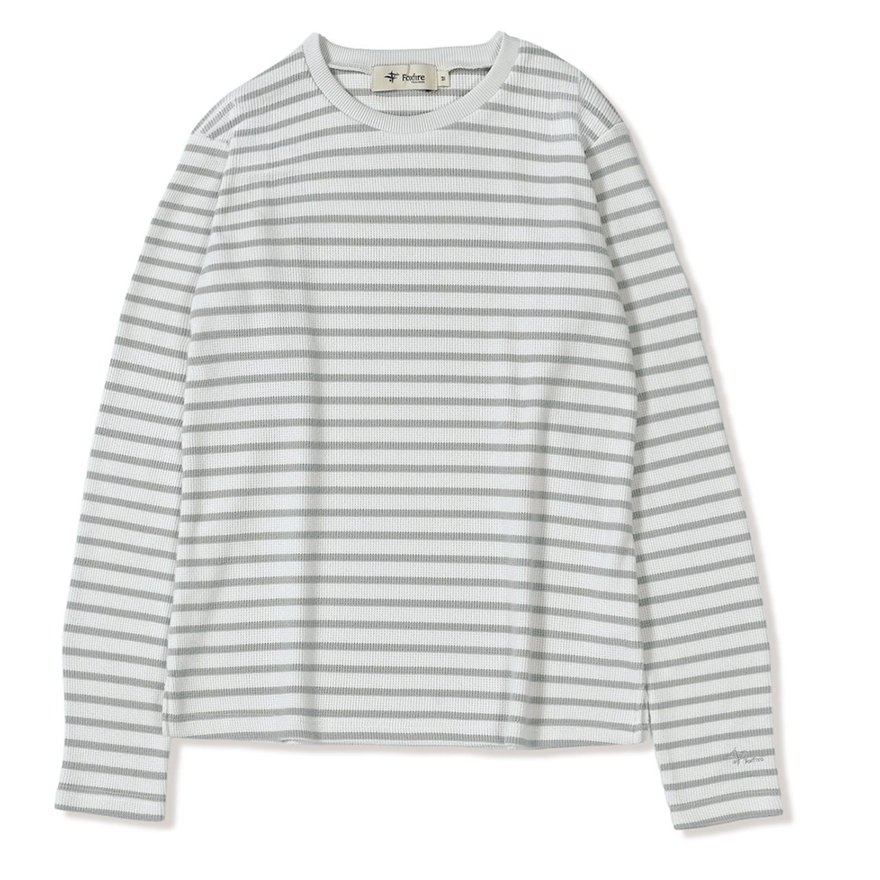 ミニワッフルボーダークルー (Women's)/ライトグレー