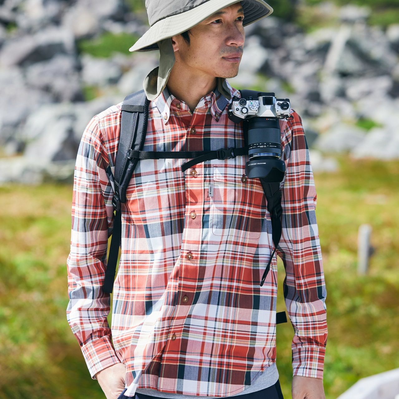 Cシールドフレッシュチェックシャツ (Men's)/ネイビー