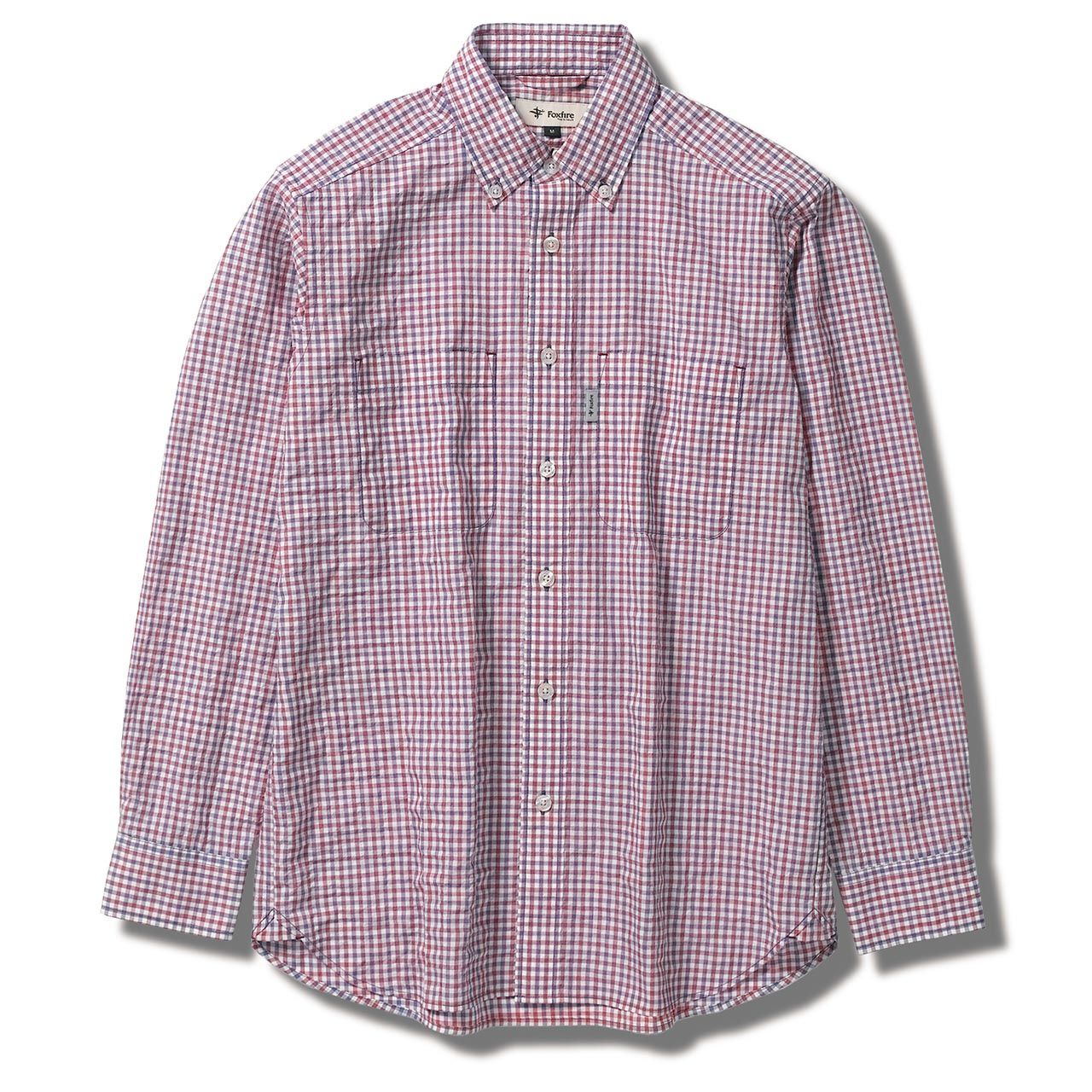 TSサッカーギンガムシャツ(Men's)/レッド×ネイビー