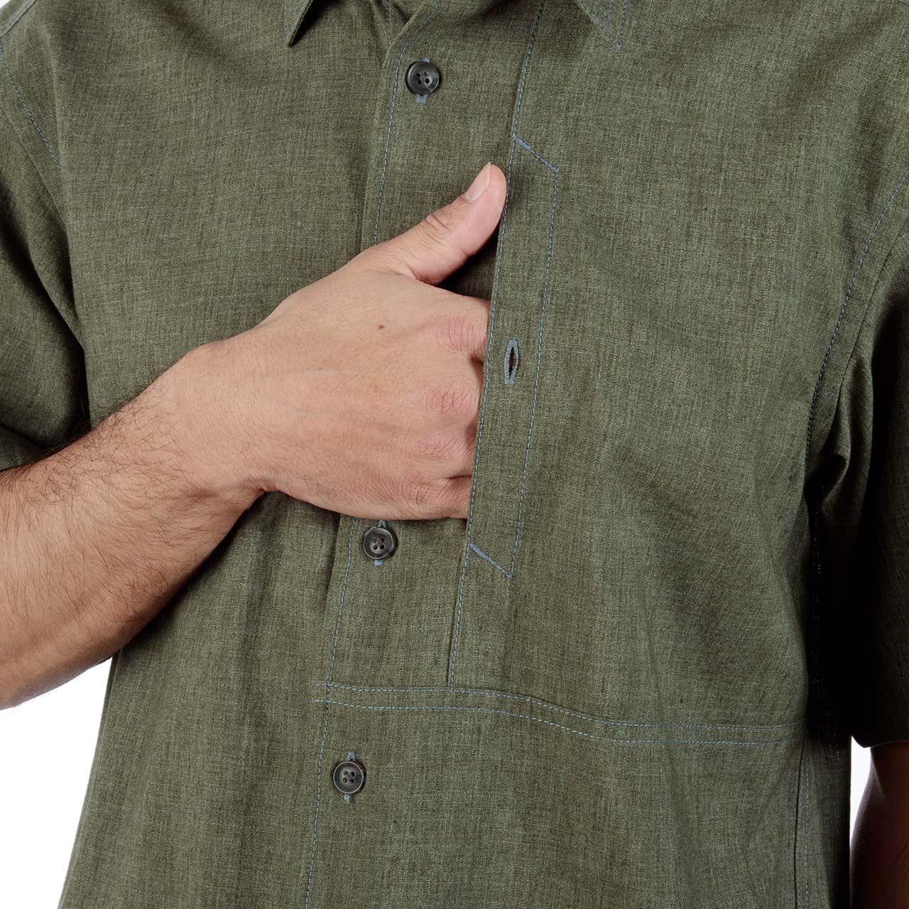 クールマックスシャンブレーシャツS/S (Men's)/インディゴ