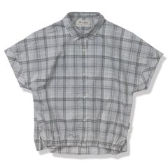 TSリネンチェックシャツS/S (Women's)/ライトグレー
