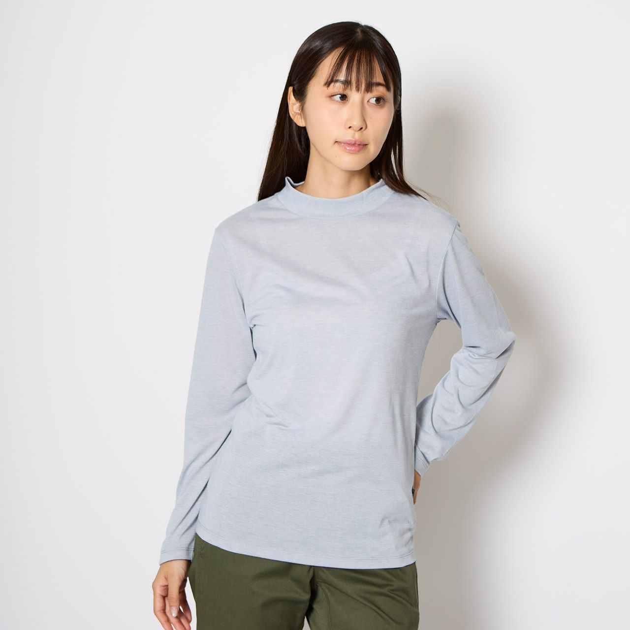 TSマイクロボーダーモックネック /ライトグレー