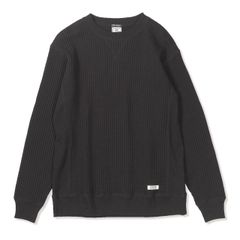 ヘビーワッフルクルー (Men's)/ブラック