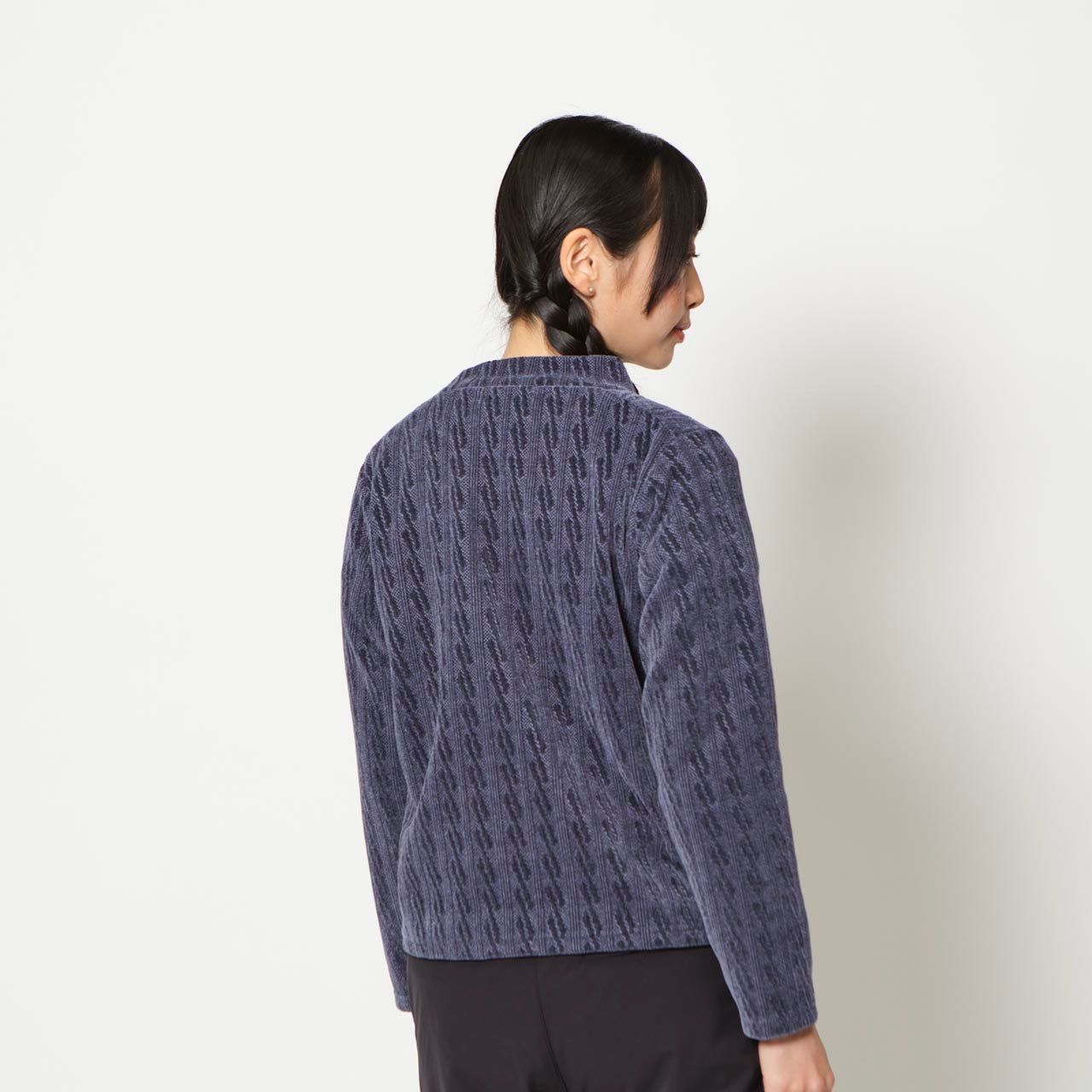 ケーブルジャカードハイネック (Women's)/ネイビー