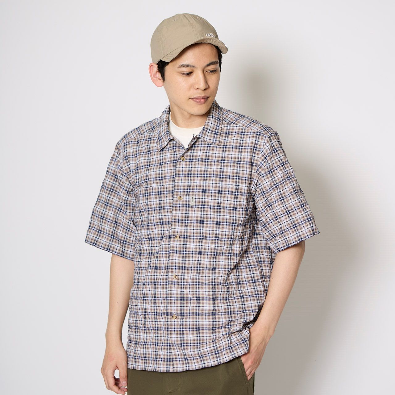 CシールドバンピーチェックシャツS/S (Men's)/グリーン