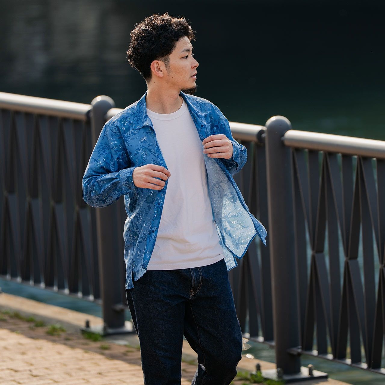 アイランドシャツ (Unisex)/ネイビー