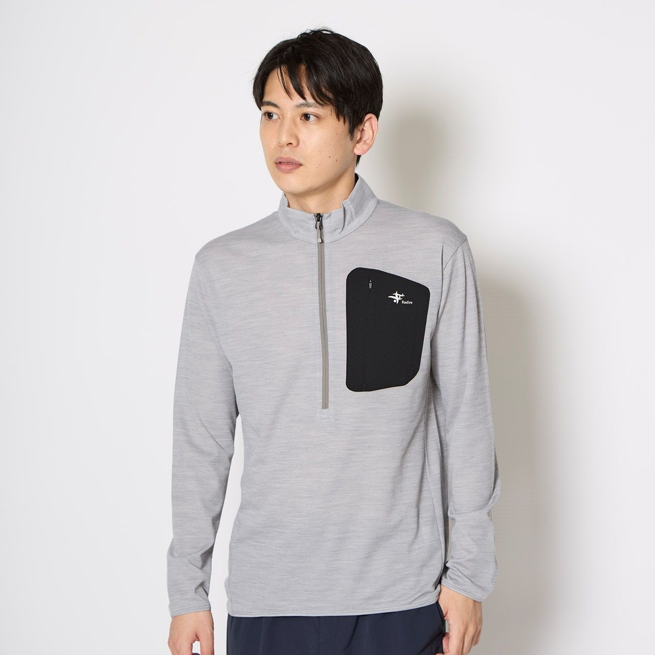 マイクログリッドウールハーフジップ (Men's)/インクブルー