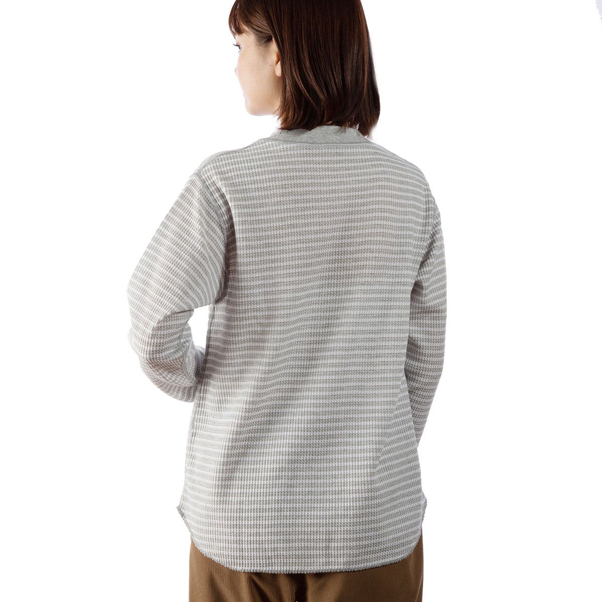 TCワッフルモッククルー(Women's)/ネイビーボーダー