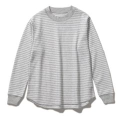 TCワッフルモッククルー(Women's)/グレーボーダー