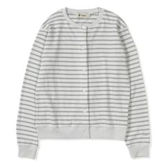 ミニワッフルボーダーカーディ (Women's)/ライトグレー