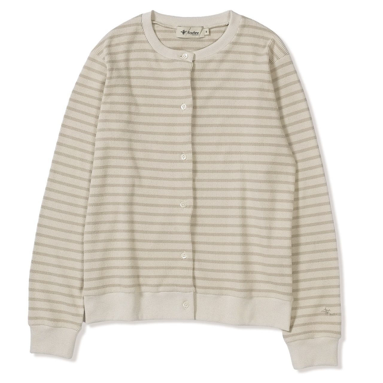 ミニワッフルボーダーカーディ (Women's)/ベージュ