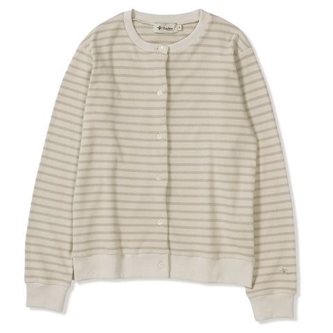 ミニワッフルボーダーカーディ (Women's)/ベージュ