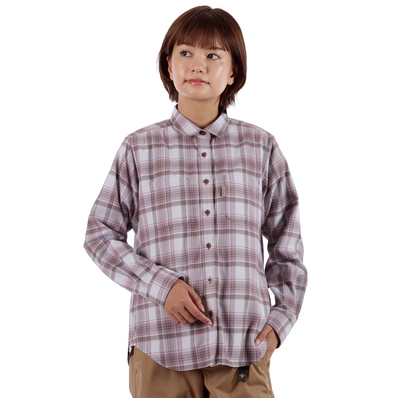 TSラフチェックシャツ(Women's)/モーブピンク