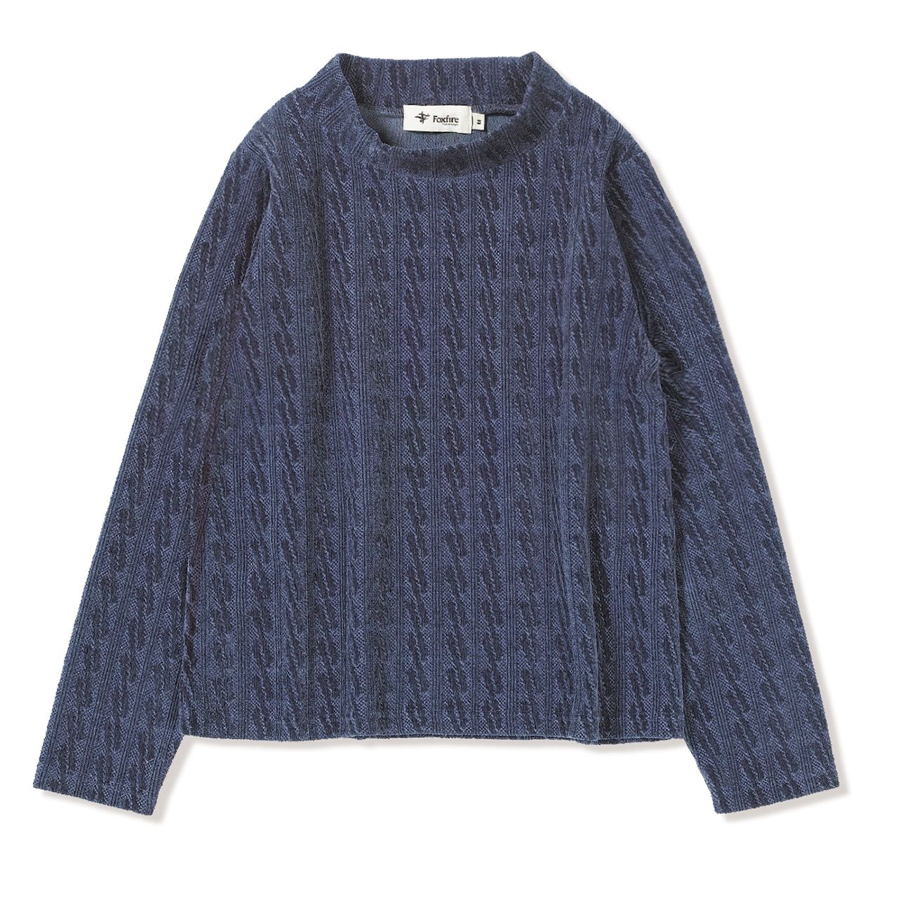 ケーブルジャカードハイネック (Women's)/ネイビー