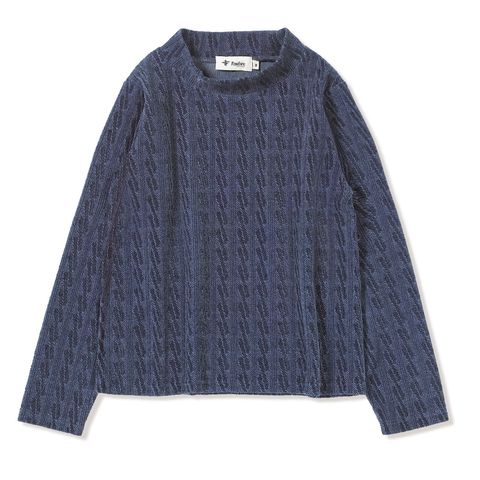 ケーブルジャカードハイネック (Women's)/ネイビー