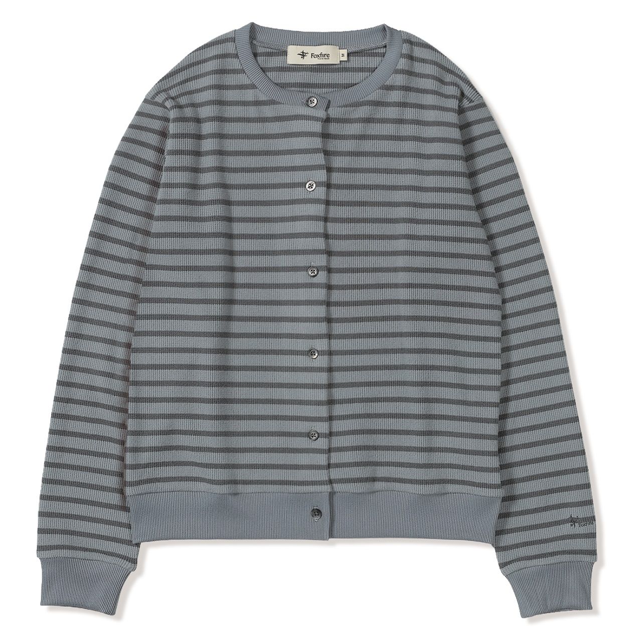 ミニワッフルボーダーカーディ (Women's)/チャコール