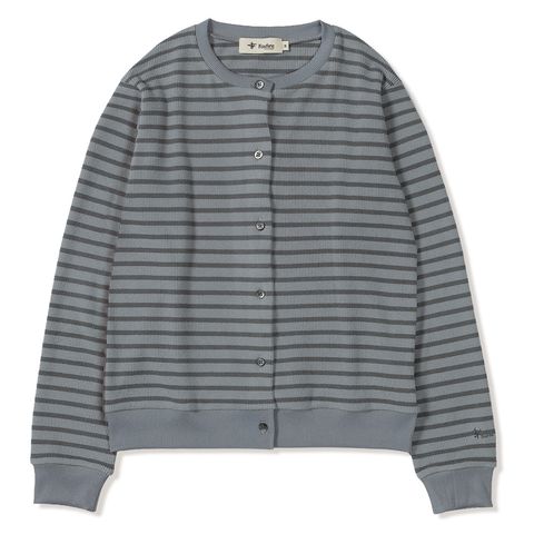 ミニワッフルボーダーカーディ (Women's)/チャコール