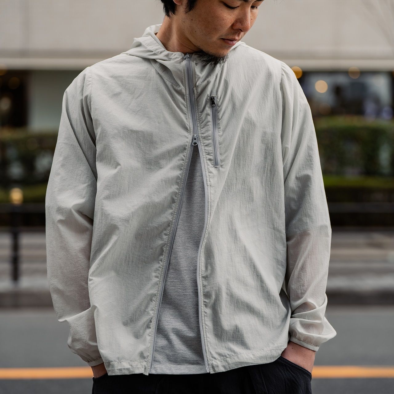 FISHDOMシェルジャケット /ライトグレー