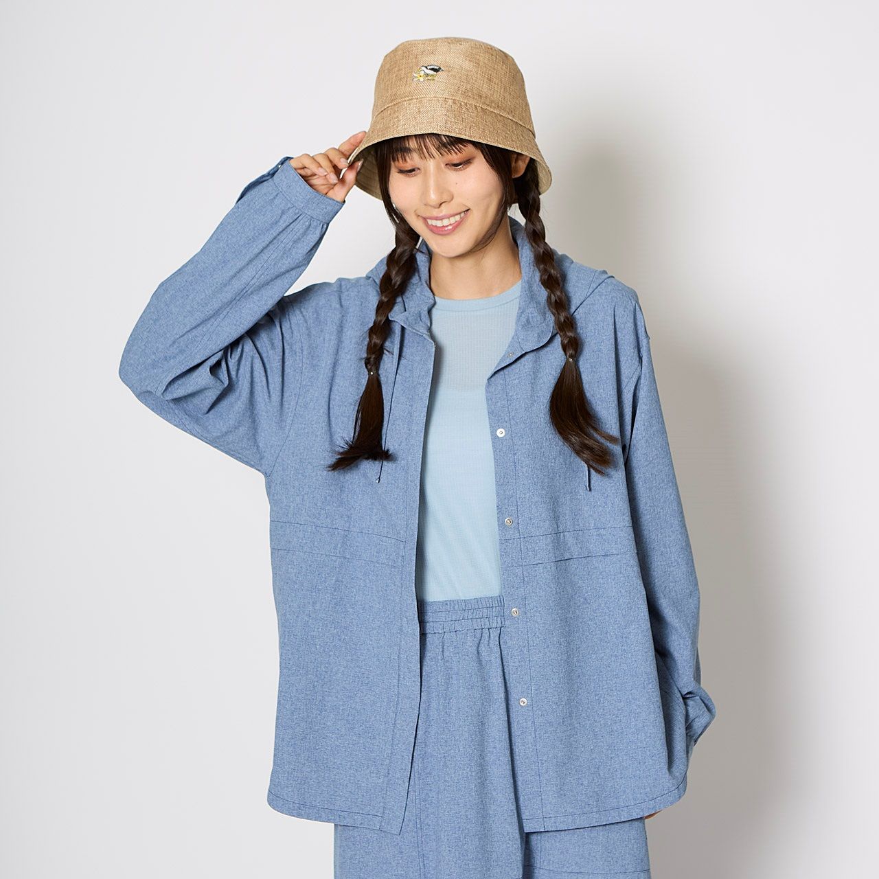 SCウェーブレットシャツフーディ (Women’s)/ネイビー