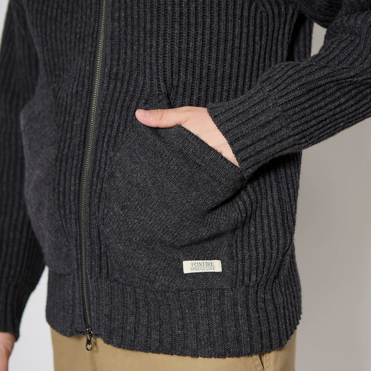 フィッシングFメリノジップセーター/ダークブラウン
