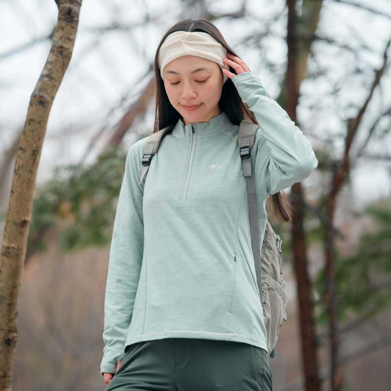 PPウールハーフジップ (Women's)/グレー