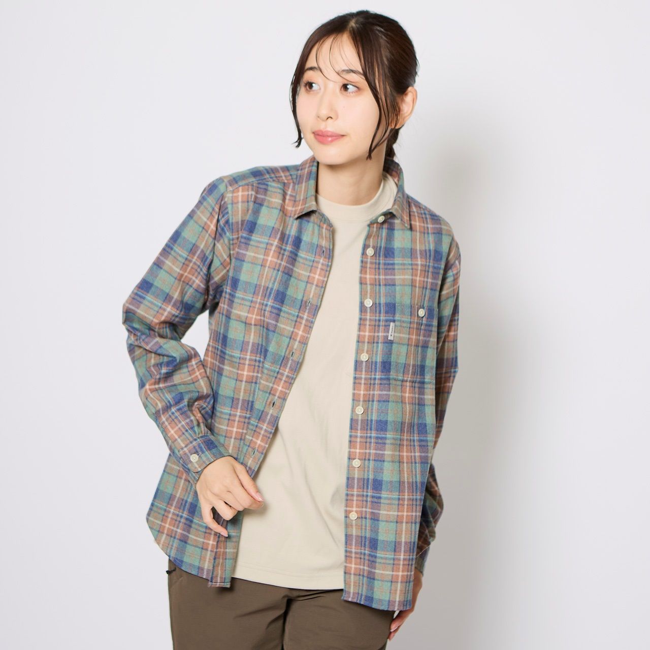 TSメランジチェックシャツ(Women's)/アイボリー
