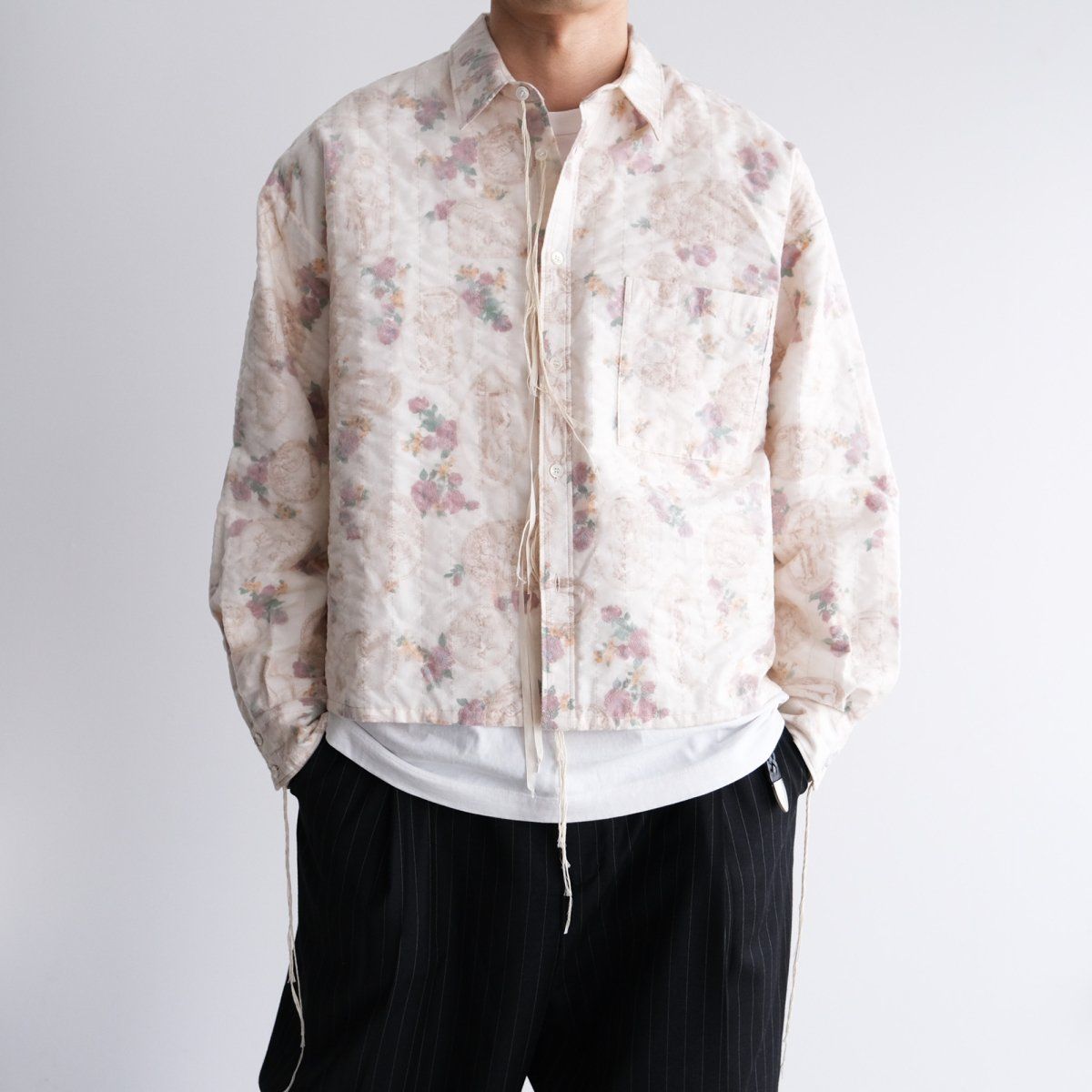 Midorikawa - 残り1点『SEE-THROUGH VELVET QUILTED SHIRT』-シャツ-（IVORY / アイボリー） |  STACK STORE