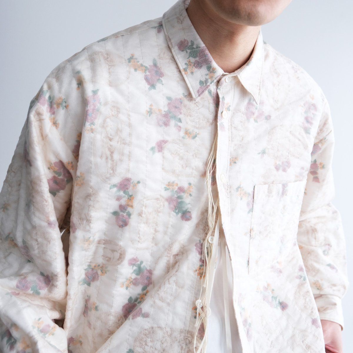 Midorikawa - 残り1点『SEE-THROUGH VELVET QUILTED SHIRT』-シャツ-（IVORY / アイボリー） |  STACK STORE