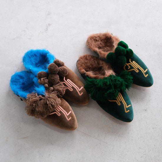 『NGAP BABOUCHE VELVET』-シューズ-（GREEN / グリーン）