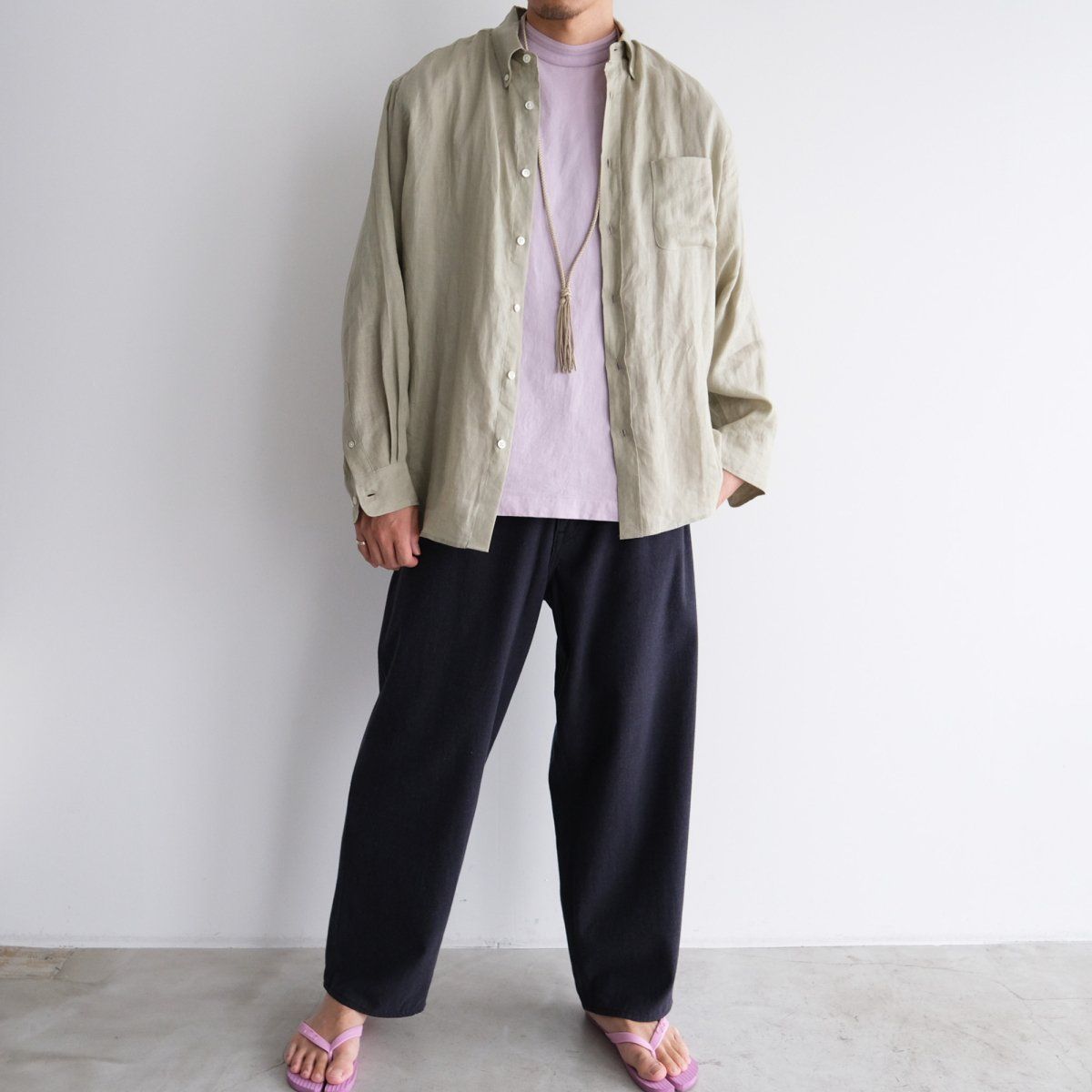 『COTTON SILK - 5 POCKET PANTS』-パンツ-（ NAVY / ネイビー）