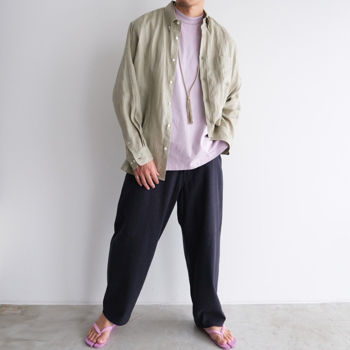 『COTTON SILK - 5 POCKET PANTS』-パンツ-（ NAVY / ネイビー）