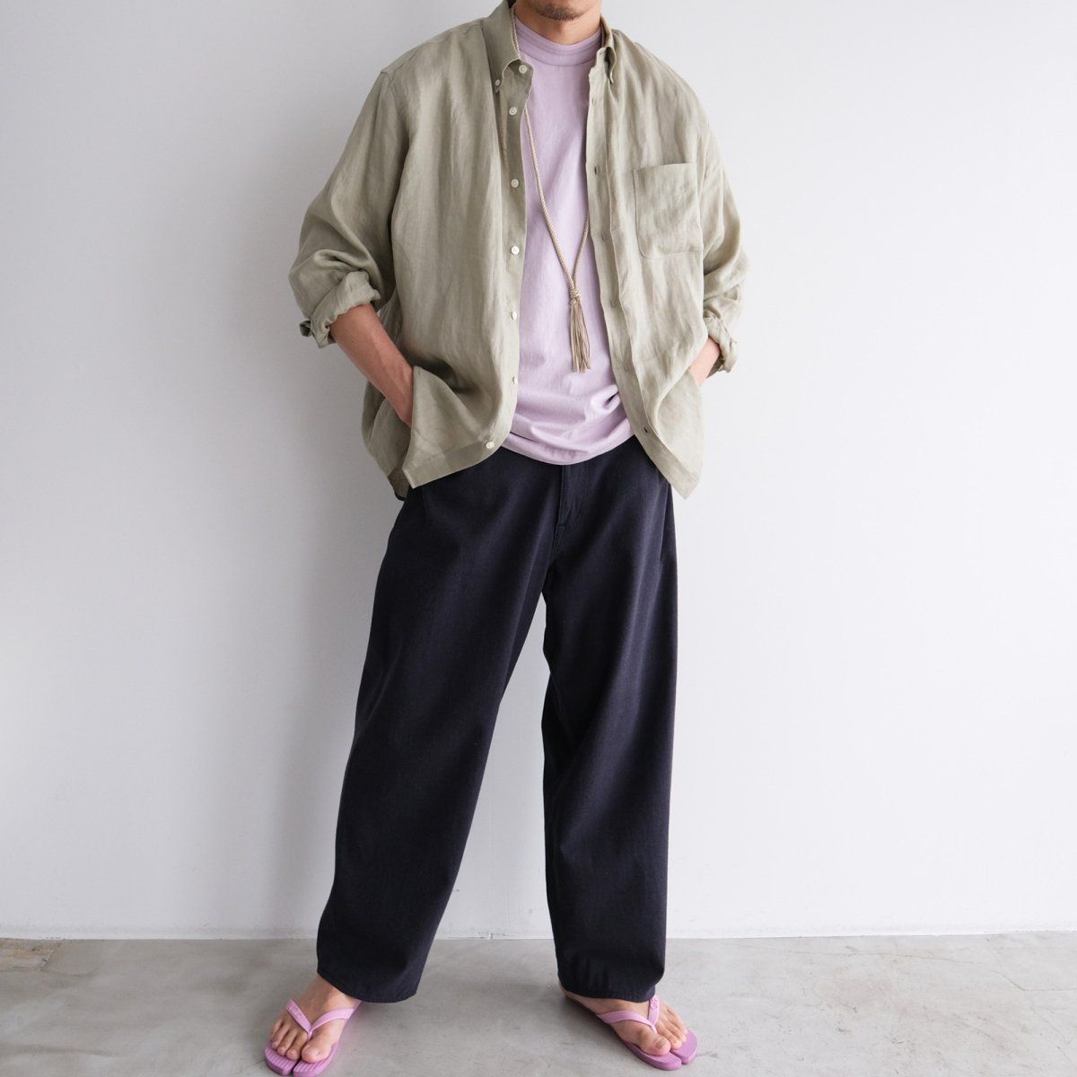 『COTTON SILK - 5 POCKET PANTS』-パンツ-（ NAVY / ネイビー）