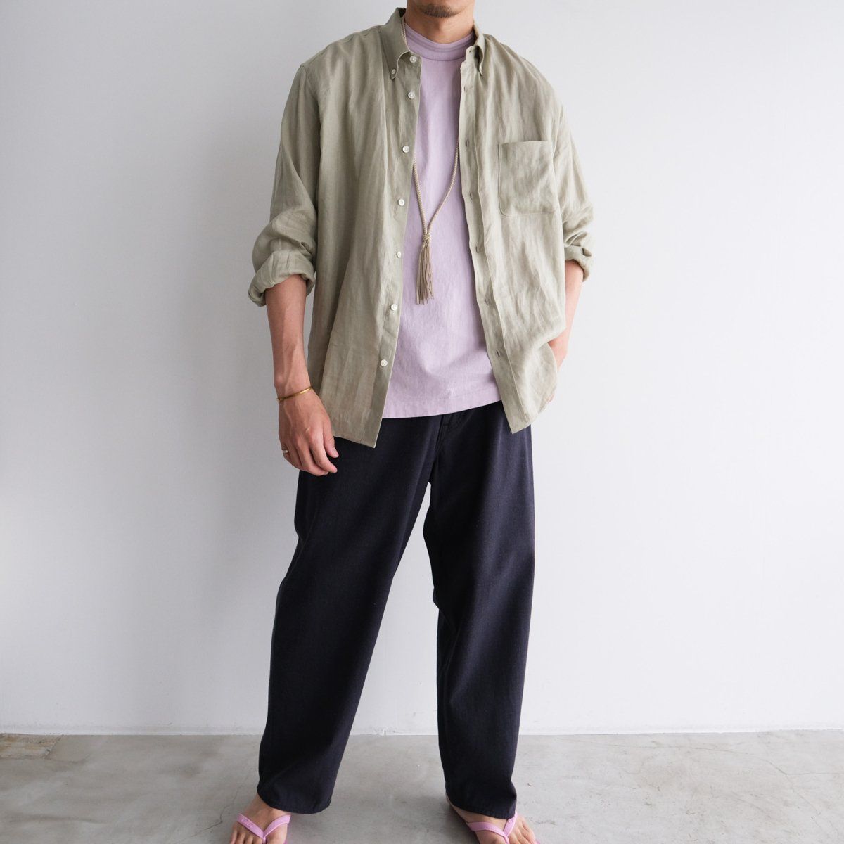 『COTTON SILK - 5 POCKET PANTS』-パンツ-（ NAVY / ネイビー）