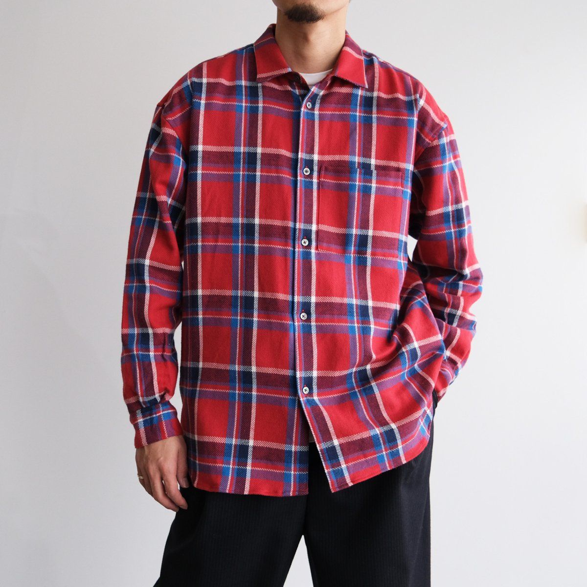 『"ELLIOTT" Regular Collar Wide Shirt』-シャツ- （レッド）