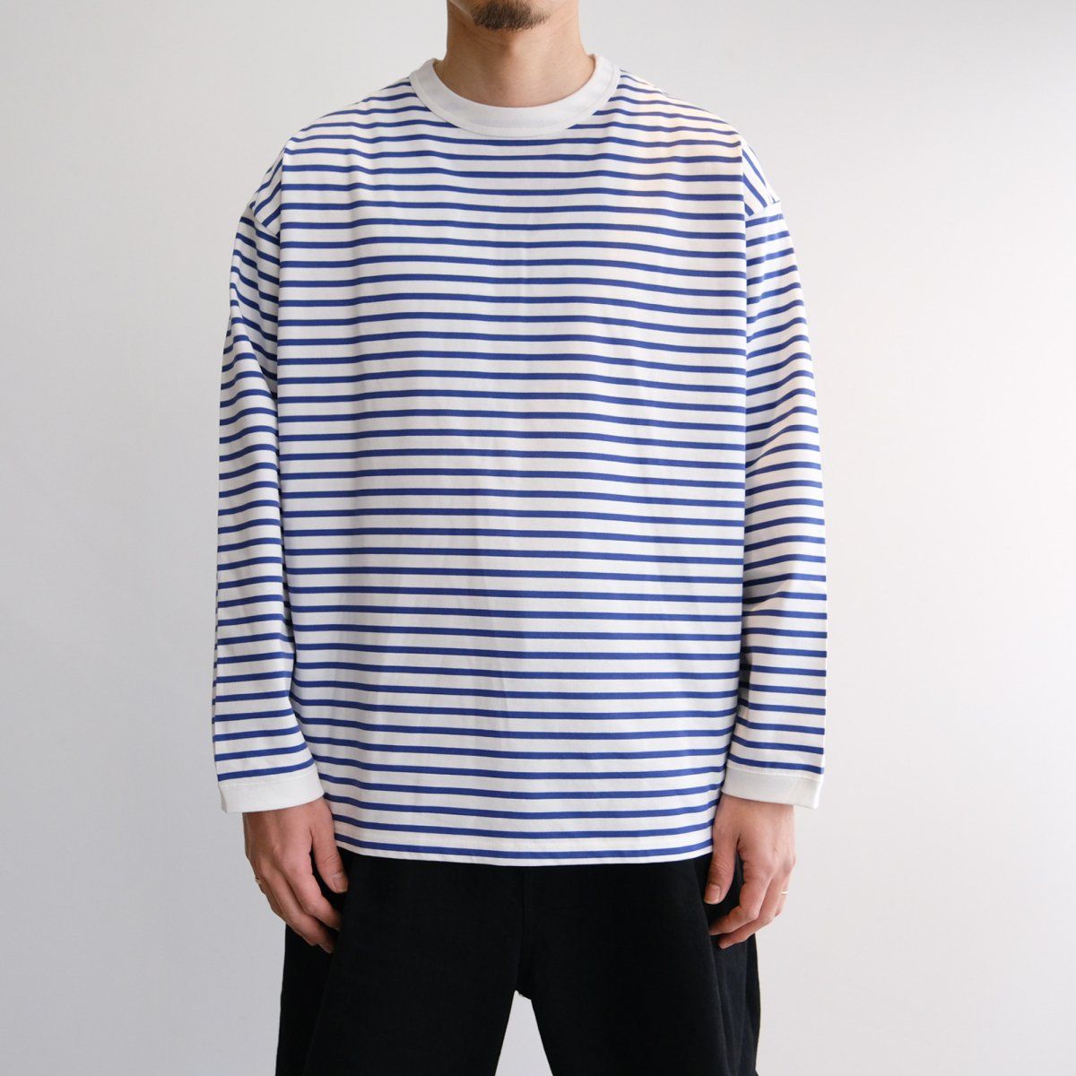 EEL Products - 『Qualitee』 - ロングスリーブTシャツ -（ White × Purple Border） | STACK  STORE