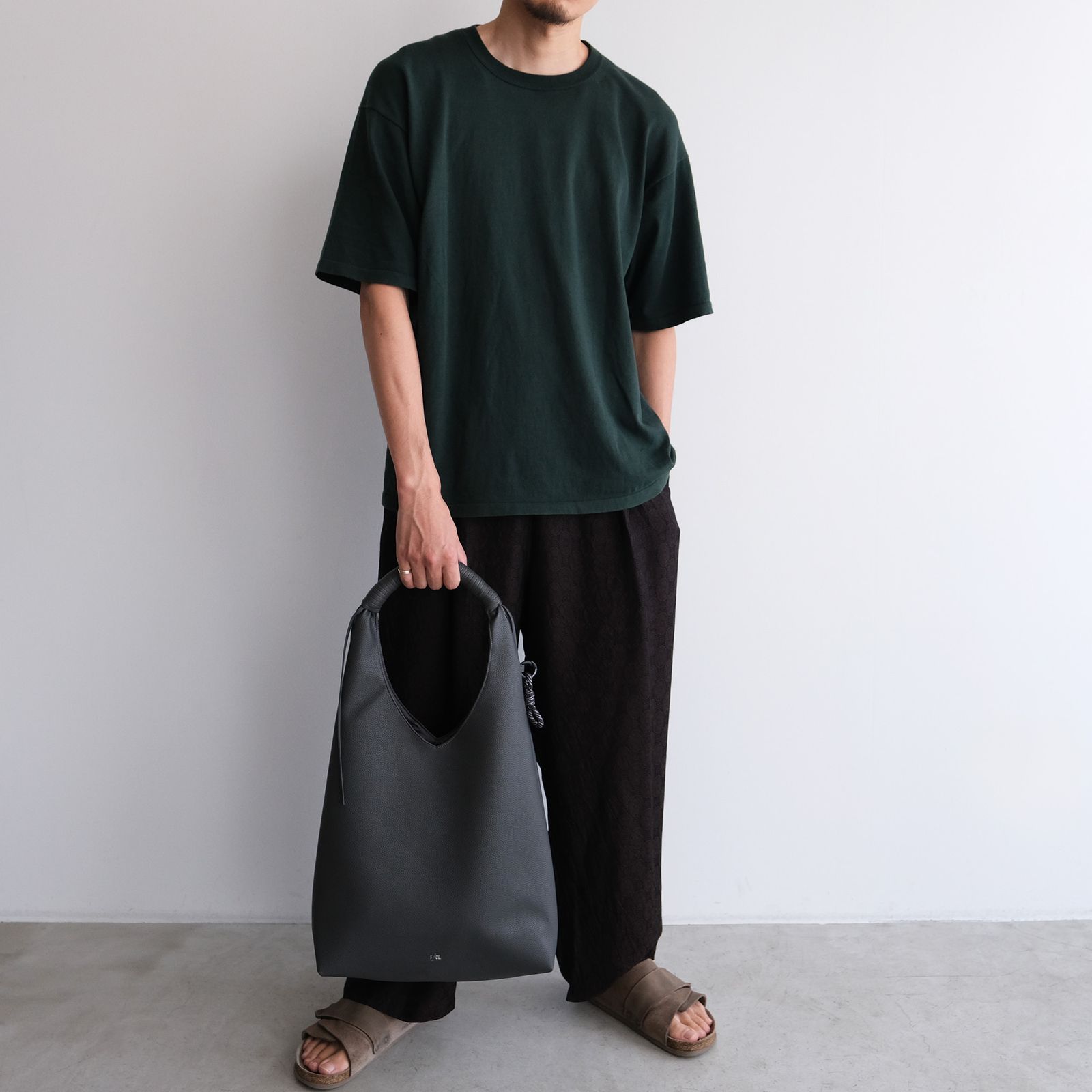 Tech Leather Wrapping Handle Tote -バッグ-（Charcoal / チャコール）