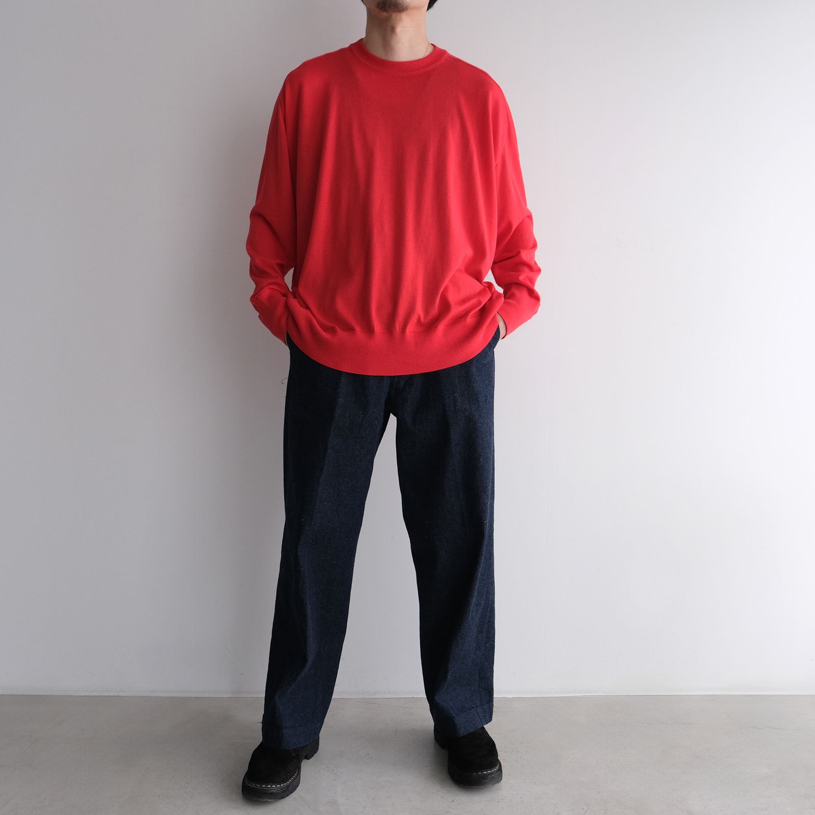 Crew Neck Knit -ニット-（Red / レッド）