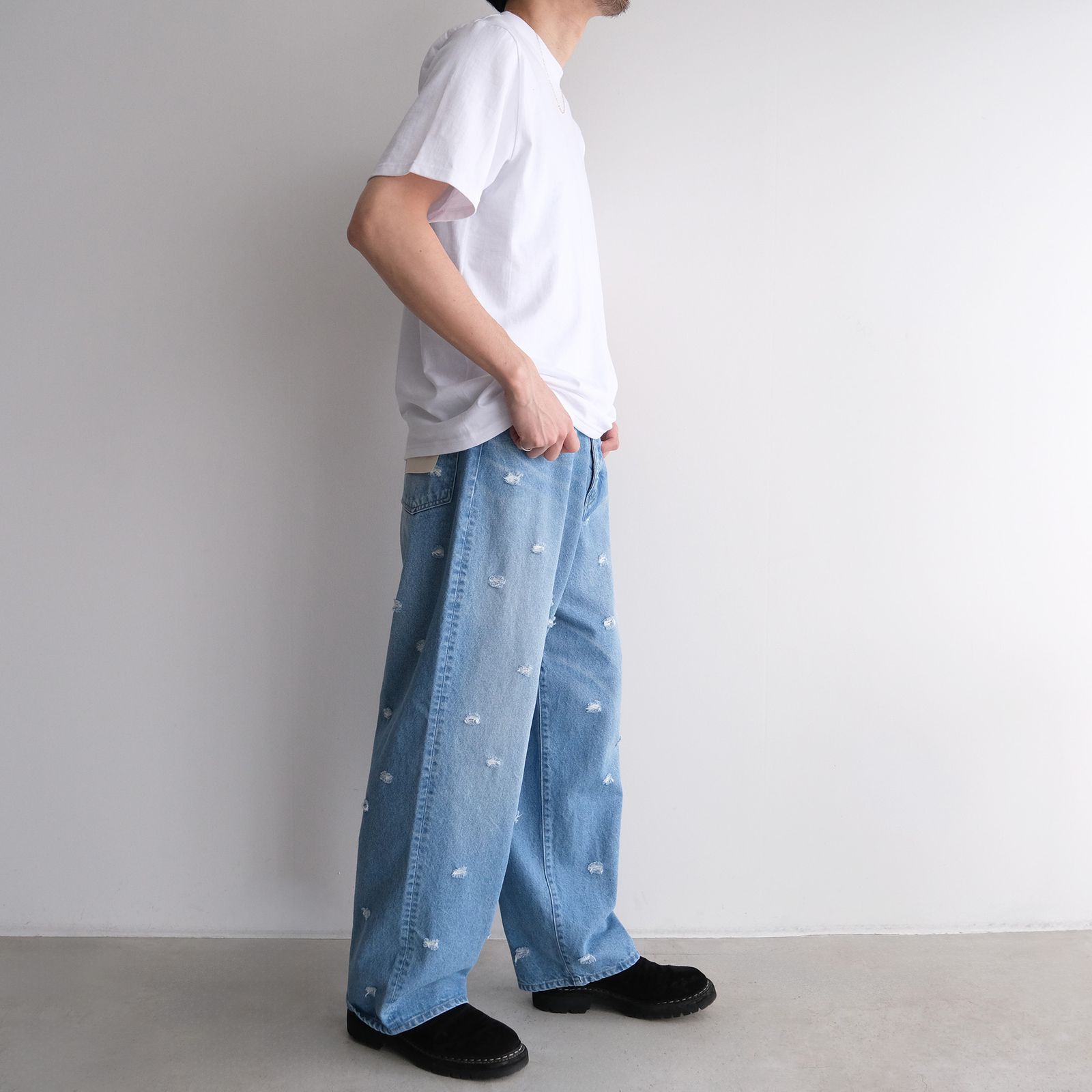 Dot Hole Denim Pants -デニム-（Blue Used / ブルー ユーズド）