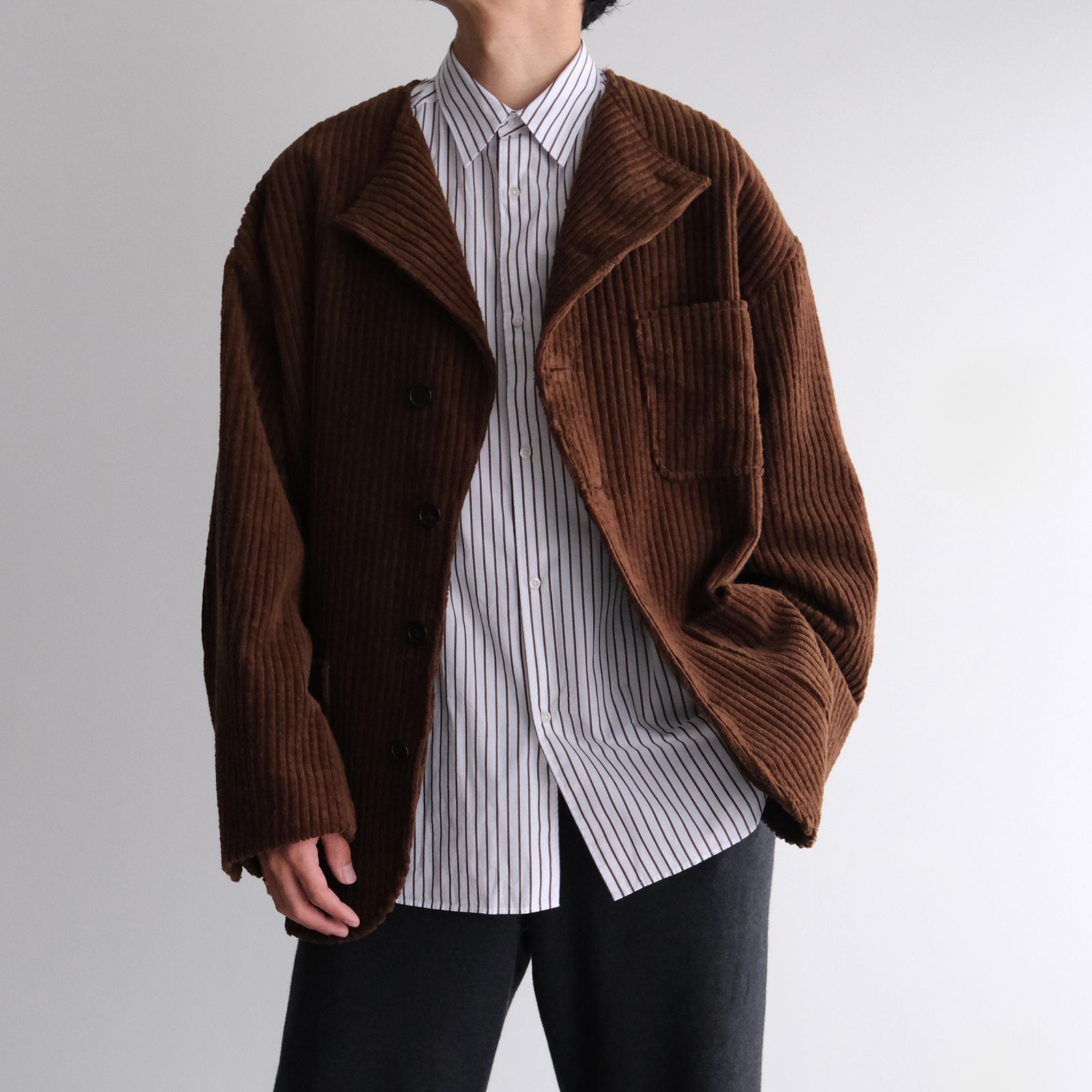 Graphpaper - Sidogras Stripe L/S Oversized Regular Collar Shirt