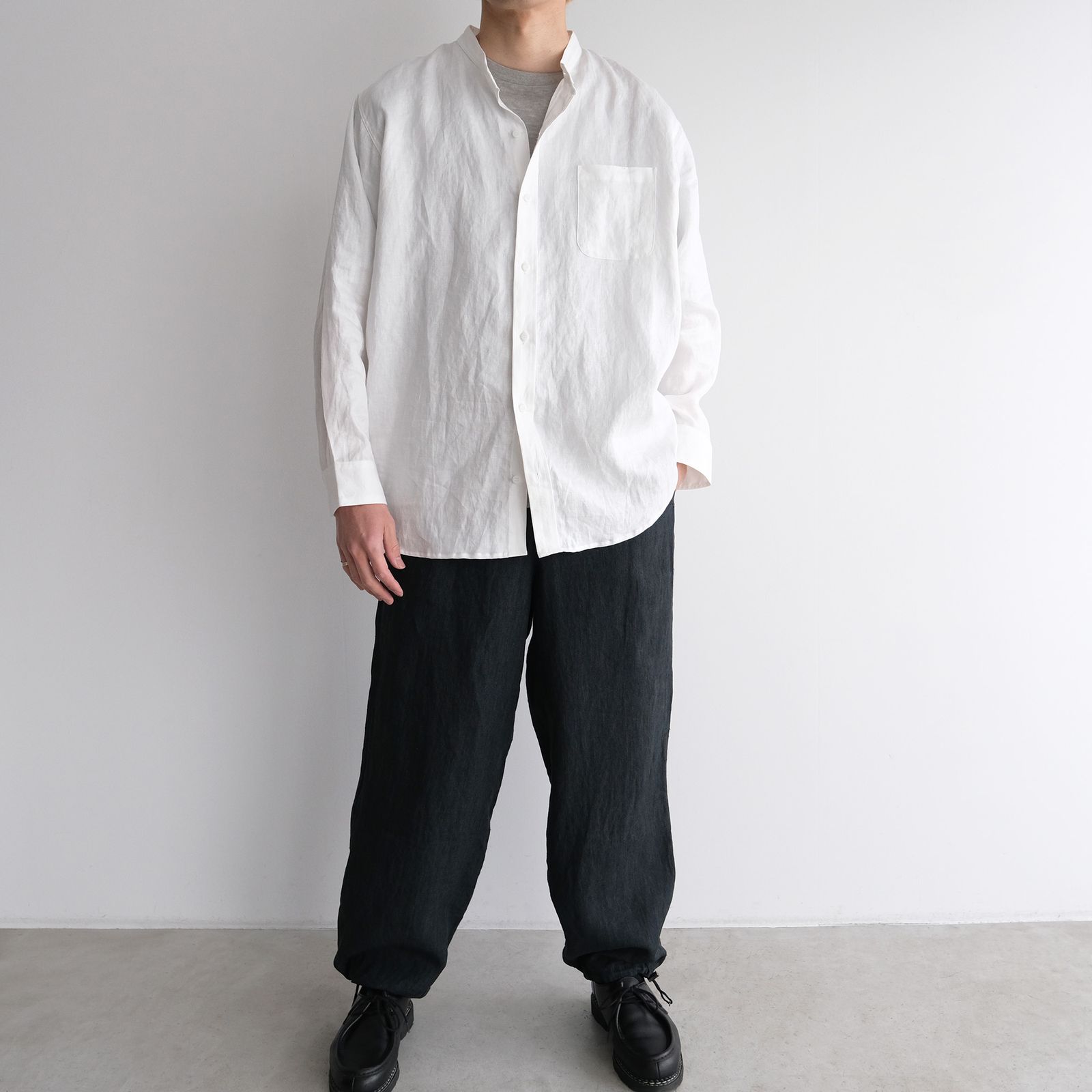 66L リネン高密度綾シャツ -シャツ-（White / ホワイト）